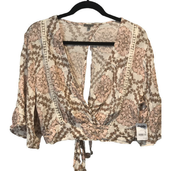 NWT Charlotte Russe XL Wrap Top Coverup Beach Swim Crop Top Boho - Picture 4 of 14